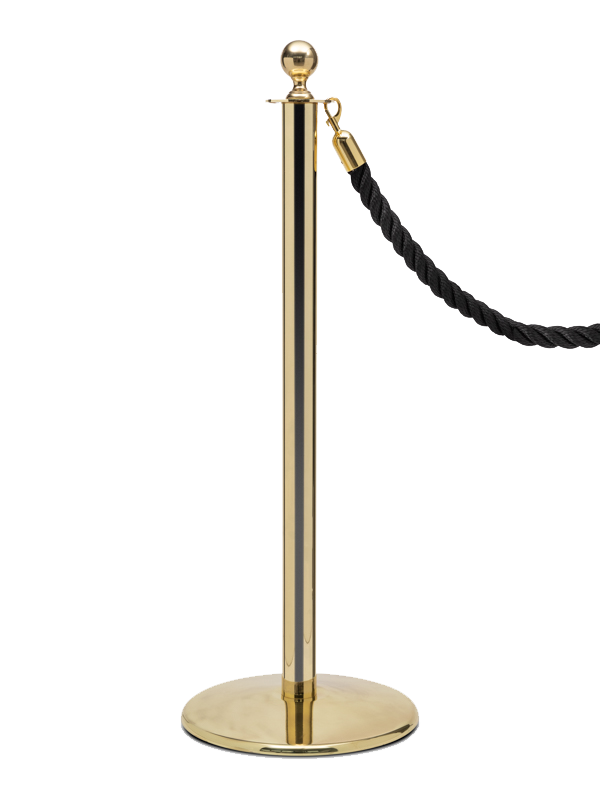 Golden post with black rope